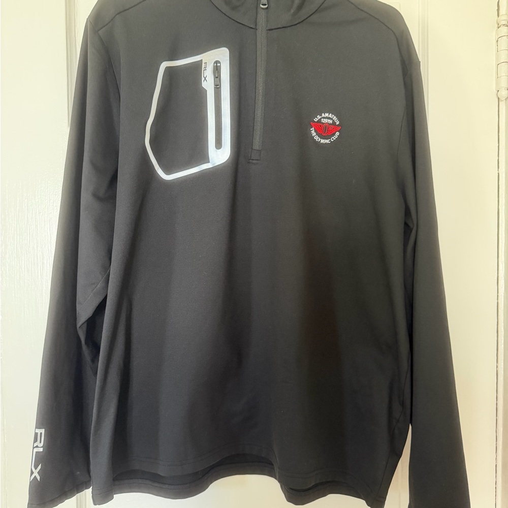 RLX Ralph Lauren Black Large Quarter-Zip Golf Pullover - US Amateur Olympic Club